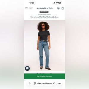 Abercrombie & Fitch The 90s Straight Mid Rise Jeans Size 27 Regular New with Tag